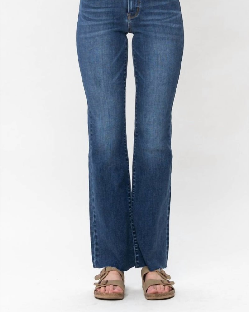 Front of a model wearing a size 24W Mid-Rise Jeans In Harsh Wash in Harsh Wash by Judy Blue. | dia_product_style_image_id:358000